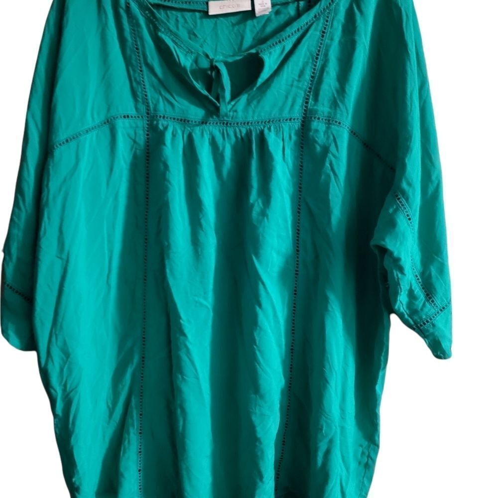 Women’s Chicos Casual Green front Tie Top •Size 2